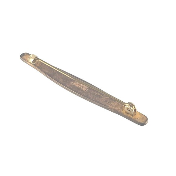 Vintage Art Deco Cloisonné Bar Brooch With Intricate Geometric Design Warm Tones - Picture 4 of 11